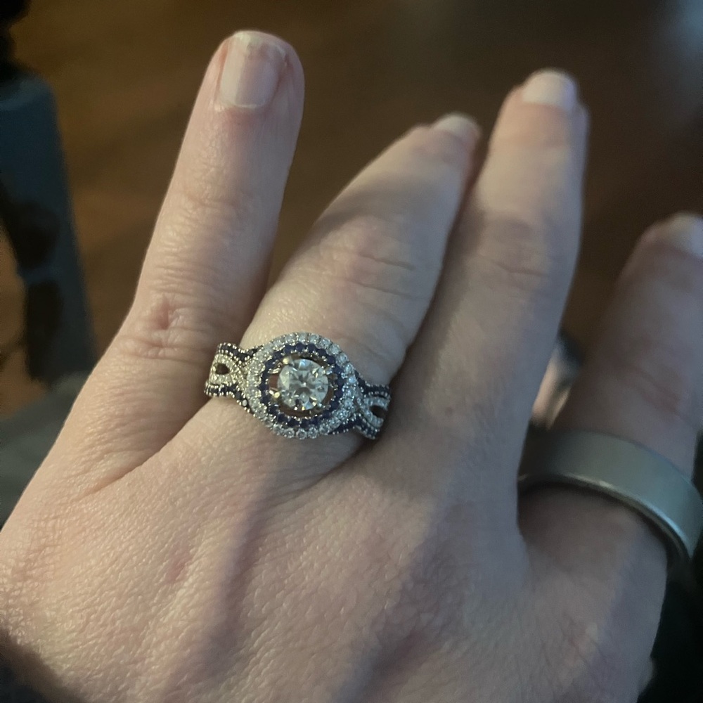 14k White Gold Diamond and Sapphire Wedding Set/Ring by Shane Co. w/ appraisal. - Picture 3 of 4